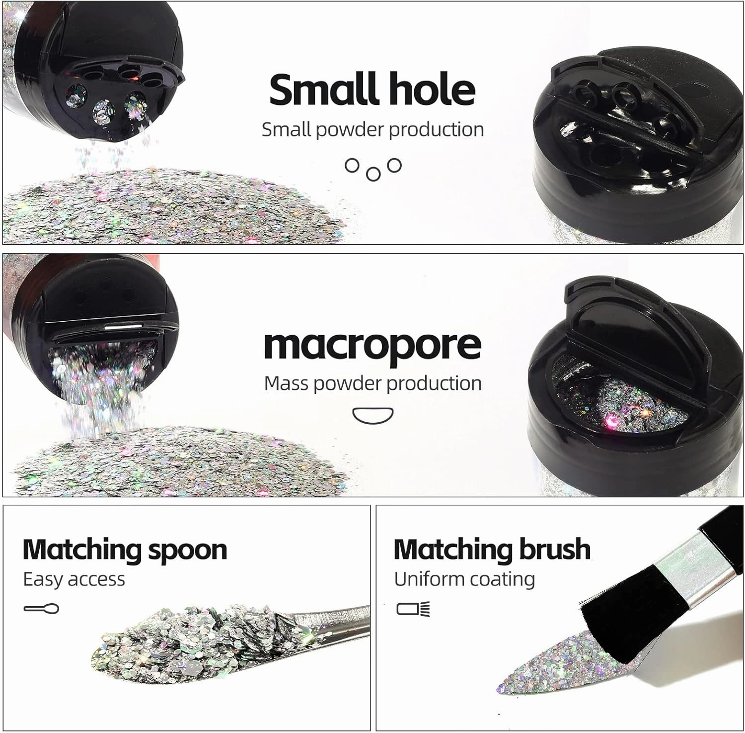 Craft Glitter, 380g Nail Glitter Powder 10 Jars Glitter with Tools,AARDWO Vibrant Multi-Purpose Glitter for Body,Eyeshadow,Cosmetic,Nail Arts,Crafts,Decoration,DIY(Hexagon Shape, Silver)