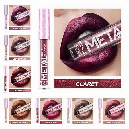 Cream Lip Gloss，12 Colors Metallic Liquid Lipstick Lip Gloss Non-Stick Cup Lip Glaze Makeup Pearl Beauty Makeup (04-STRIPPER PINK)