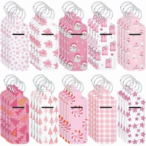 Ctosree 40 Pcs Christmas Theme Lipstick Holder with Portable Clip on Lip Gloss Sleeve Pouch Lipstick Holder Pocket Lip Balm Holder for Xmas Employee Gifts Coworker Nurse Teachers (Sweet Pattern)