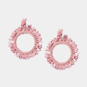 Custom Beaded Coral Burst Earrings - Blush
