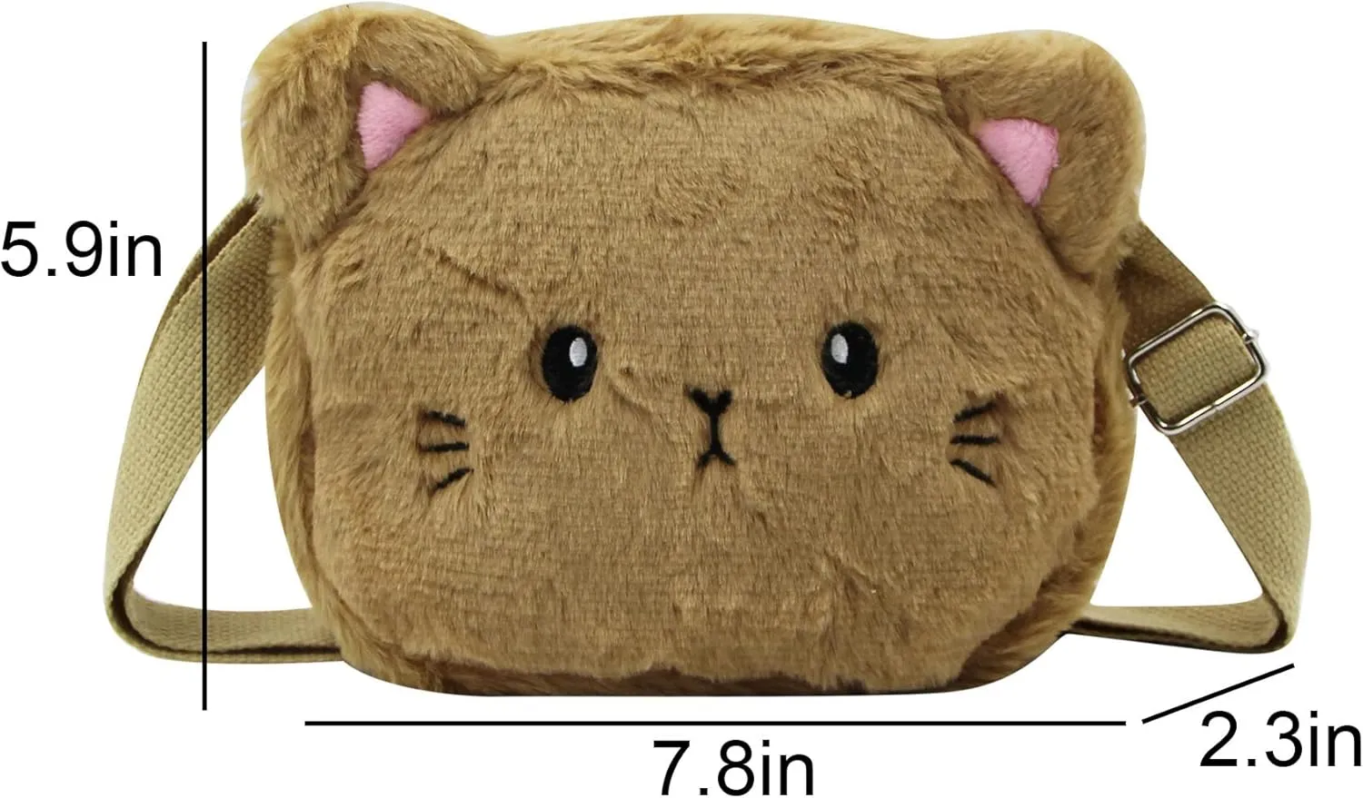 Cute Cat Crossbody Purse Pink Small Fluffy Satchel Shoulder Bag Animal Plush Messenger Bag Kawaii Purse for Women