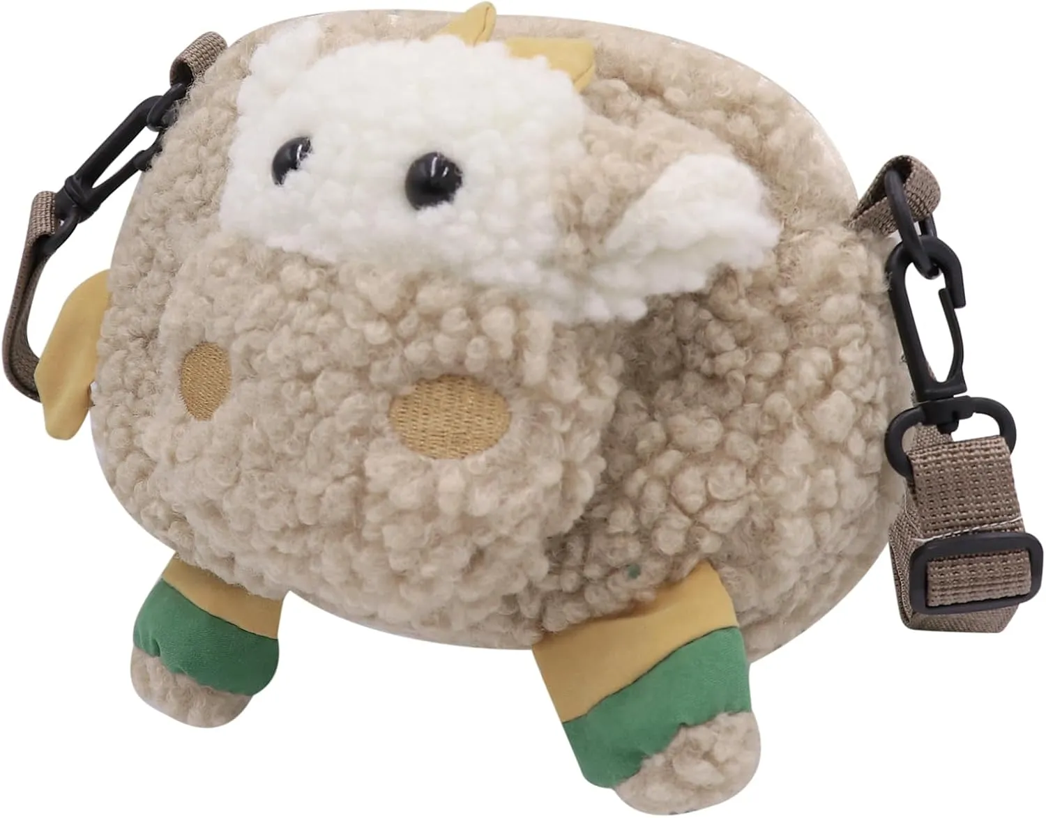 Cute Women Lady Plush Wallet Coin Purse Fuzzy Satchel Anime Shoulder Crossbody Bag Fluffy Tote Bag,Khaki Sheep