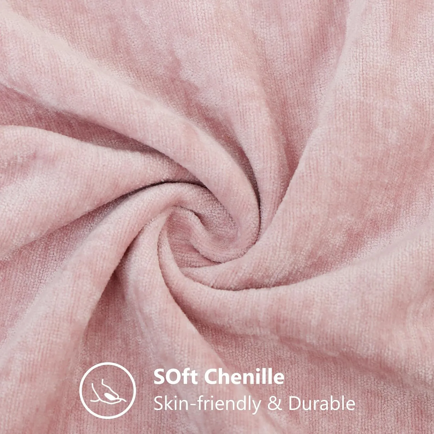 decorUhome Couch Throw Pillow Covers 18x18 Set of 2, Decorative Soft Neutral Chenille Solid Dyed Square Pillow Covers for Sofa Bed Living Room, Blush Pink