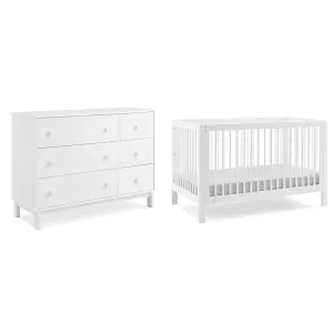 Delta Children babyGap Legacy 6 Drawer Dresser and Charlie 6-in-1 Convertible Crib Bundle - Bianca White