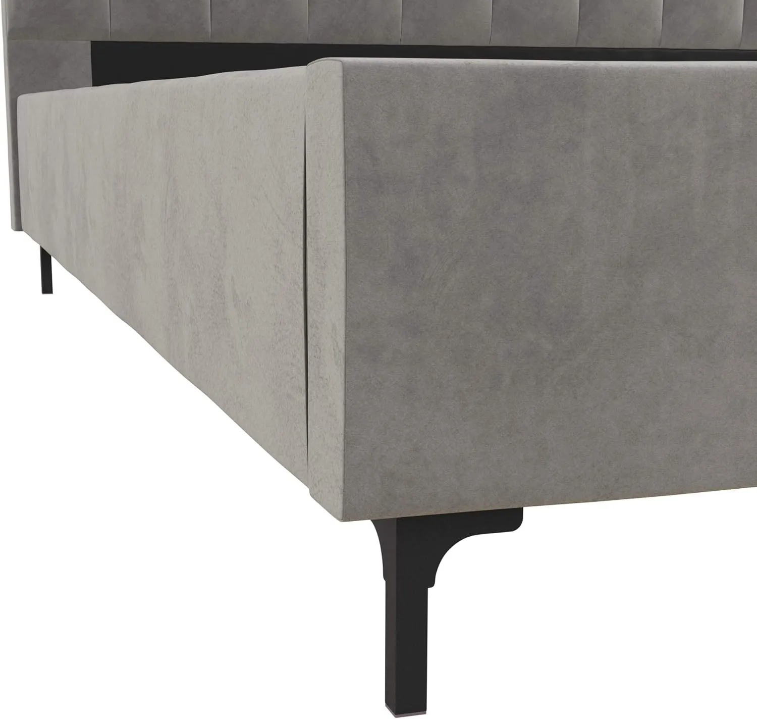 DHP Camilla Upholstered Platform Bed with Luxe Vertical Channel Tufted Headboard, No Box Spring Needed, King, Light Gray Velvet