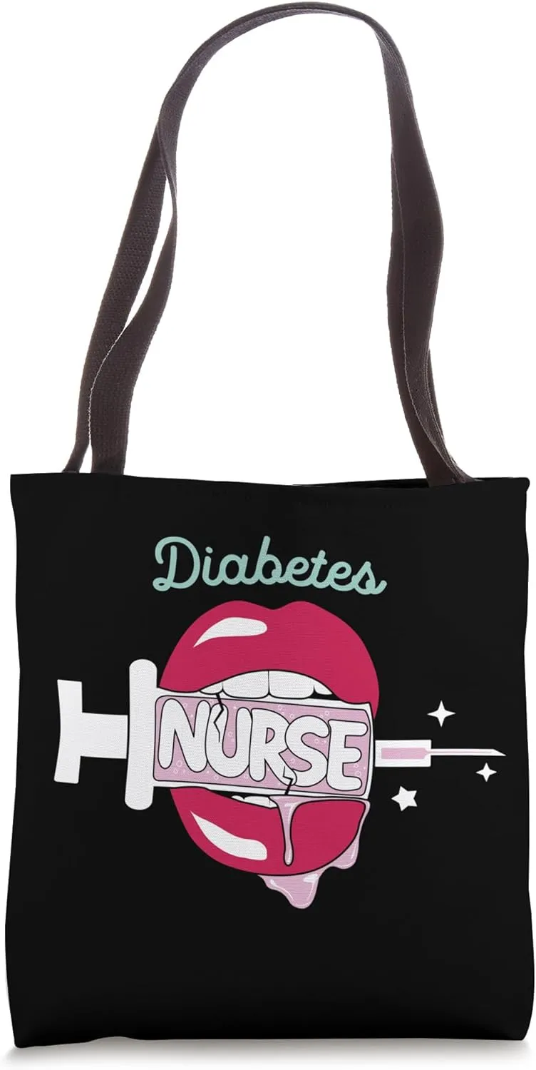 Diabetes Nurse Cute RN Endocrinology Nursing Hot Lips Nurse Tote Bag