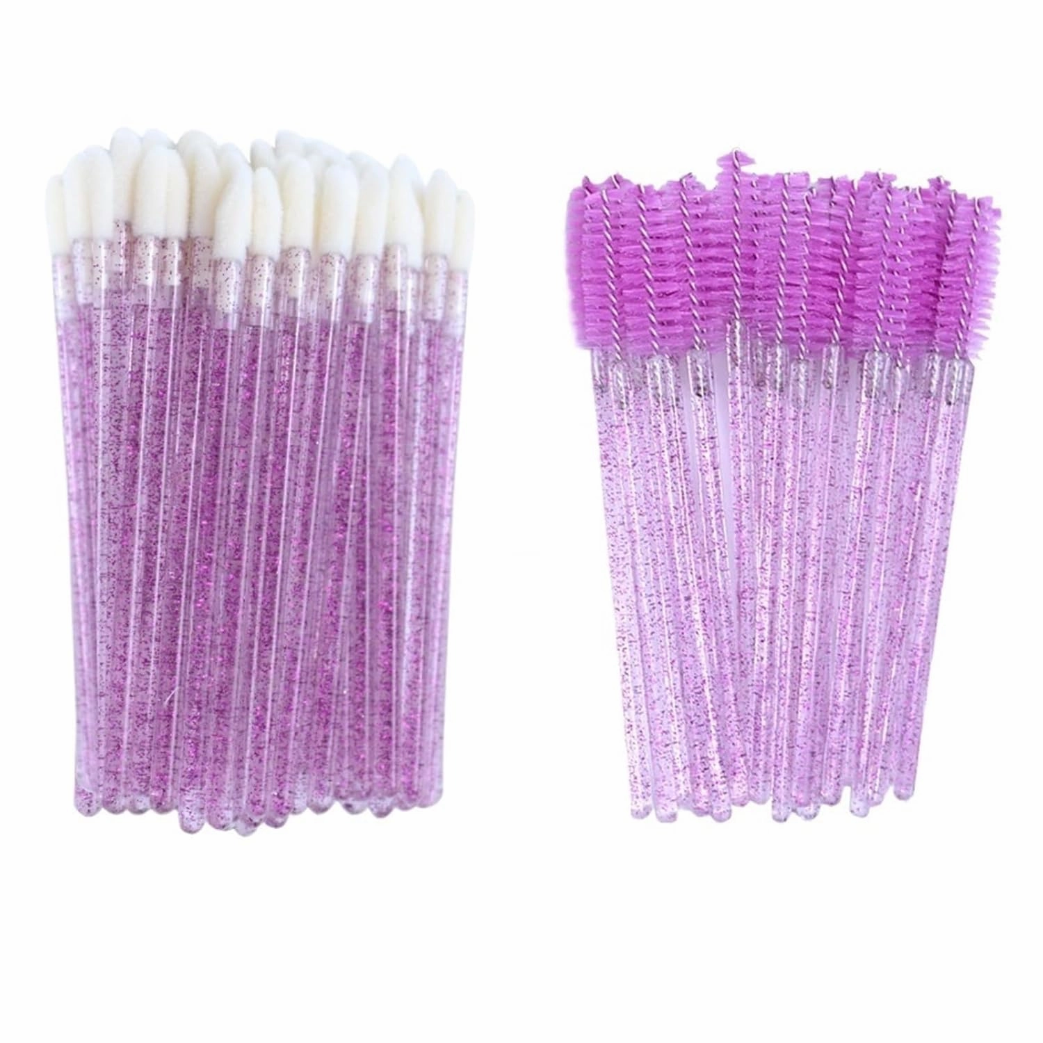 Disposable Lip Brushes Eyelash Mascara Wands 2 In 1 Bundle Sale Lipstick Cotton Swab Lipgloss Brush Makeup Tools Applicators(100pcs hot pink)