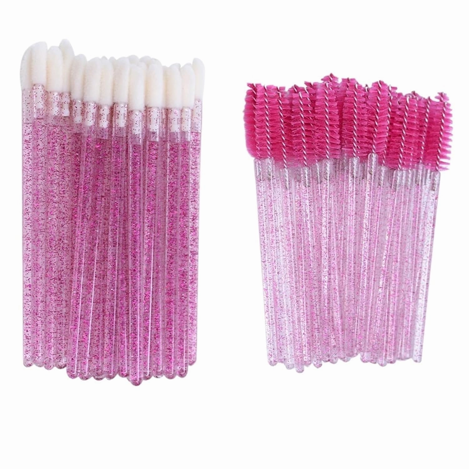Disposable Lip Brushes Eyelash Mascara Wands 2 In 1 Bundle Sale Lipstick Cotton Swab Lipgloss Brush Makeup Tools Applicators(100pcs hot pink)