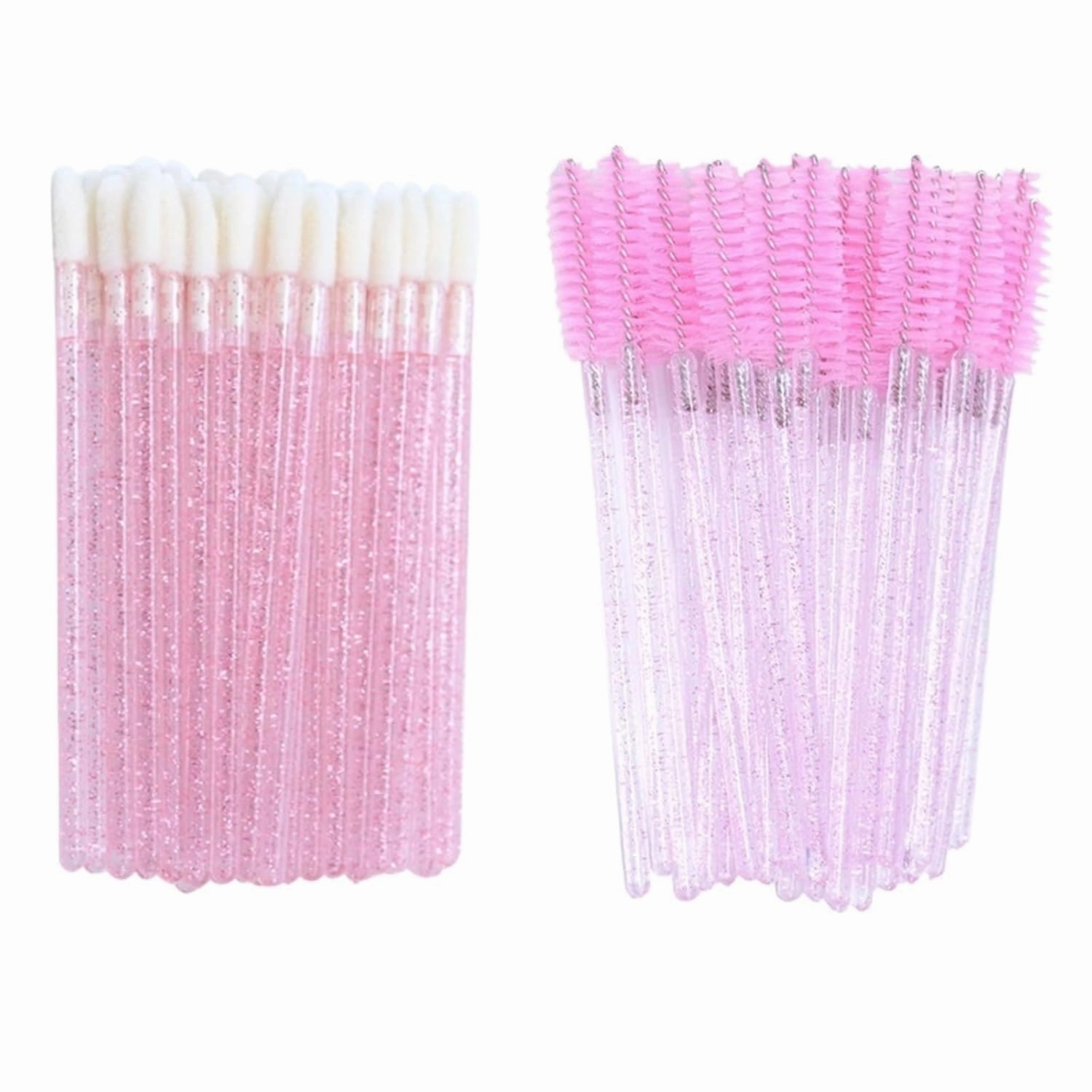 Disposable Lip Brushes Eyelash Mascara Wands 2 In 1 Bundle Sale Lipstick Cotton Swab Lipgloss Brush Makeup Tools Applicators(100pcs hot pink)