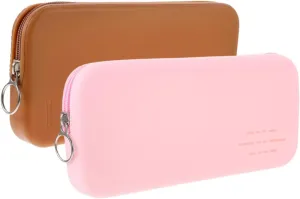 DOITOOL 2 Pcs Silicone Cosmetic Storage Bag Makeup Bag for Travel Portable Makeup Brush Case Makeup Case, As Shown, 22.60X10.20X2.50CM