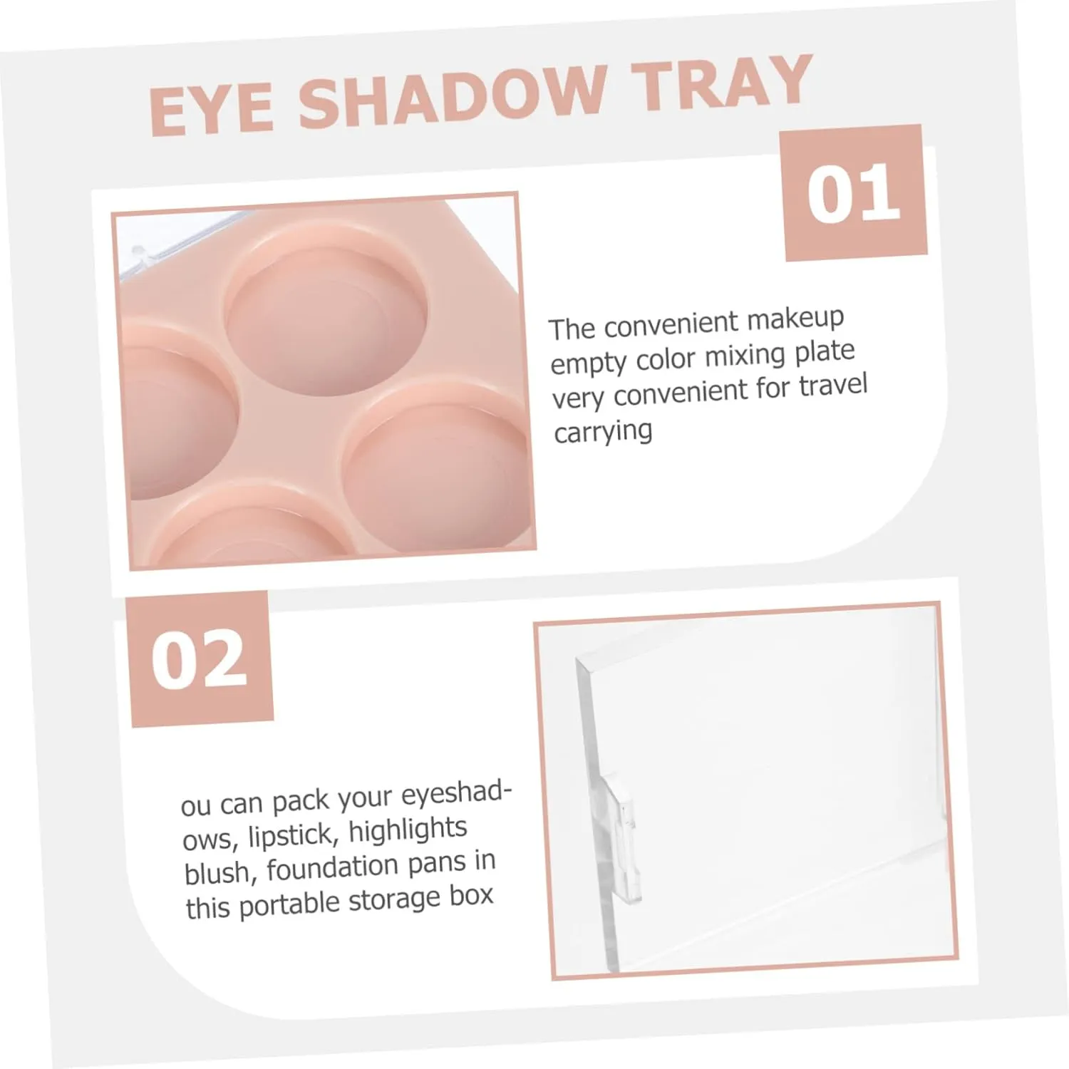 DOITOOL 6pcs Empty Eyeshadow Storage Trays Portable Makeup Organizer for Lipstick Blush Highlighter Compact Design for Travel Daily Use for Sample Display Makeup Application