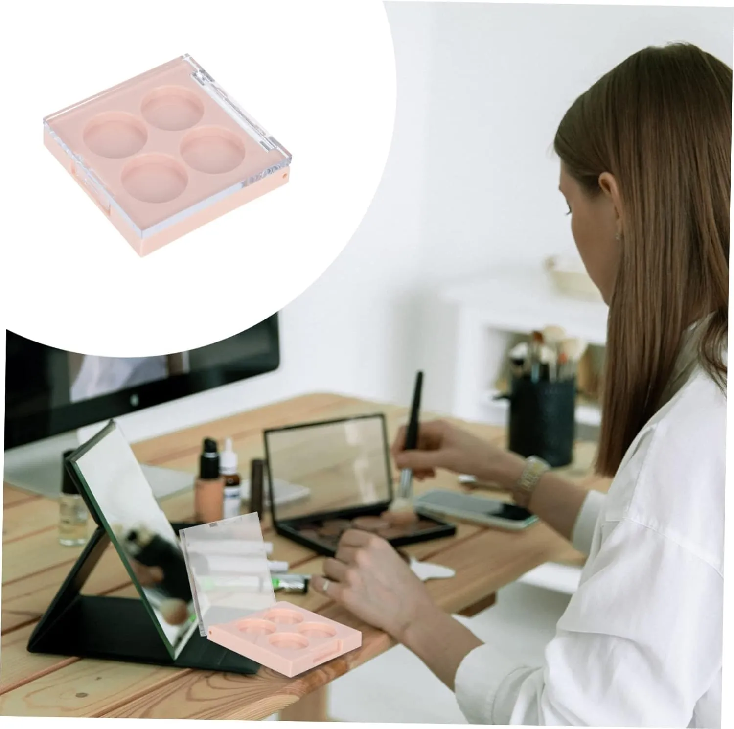 DOITOOL 6pcs Empty Eyeshadow Storage Trays Portable Makeup Organizer for Lipstick Blush Highlighter Compact Design for Travel Daily Use for Sample Display Makeup Application