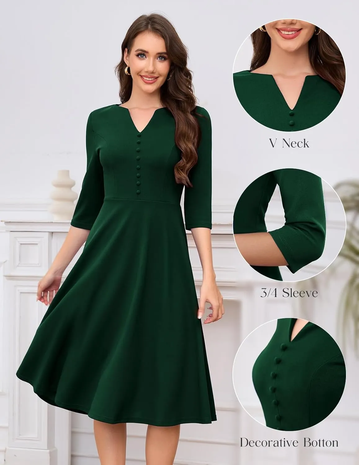 DRESSTELLS Women's Cocktail Dresses for Wedding Guest, Aline Formal Vintage Tea Party Evening Dress