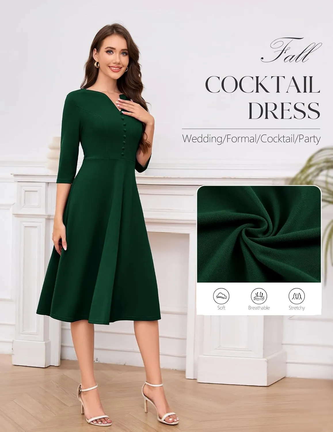 DRESSTELLS Women's Cocktail Dresses for Wedding Guest, Aline Formal Vintage Tea Party Evening Dress