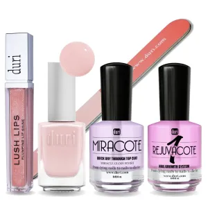 duri Nail Polish Gift Set, KIT109 Sweet Perfect Pink Nails & Lip Plumper Set, Gift Giving for a Holiday (Sweet Perfect Pink Nails & Lip Plumper Set)