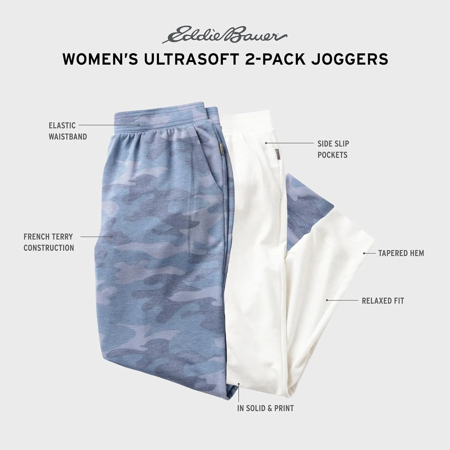 Eddie Bauer Women's Pajama Bottoms - 2 Pack Ultra-Soft Sleep and Lounge Jogger Pants for Women (S-2XL)