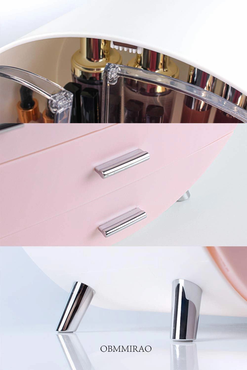 Elegant Dustproof Makeup Storage Organizer Box, Waterproof Large Cosmetics Organizer Storage with Drawers Skincare Cosmetic Display Cases for Countertop Bathroom Dresser Dedroom