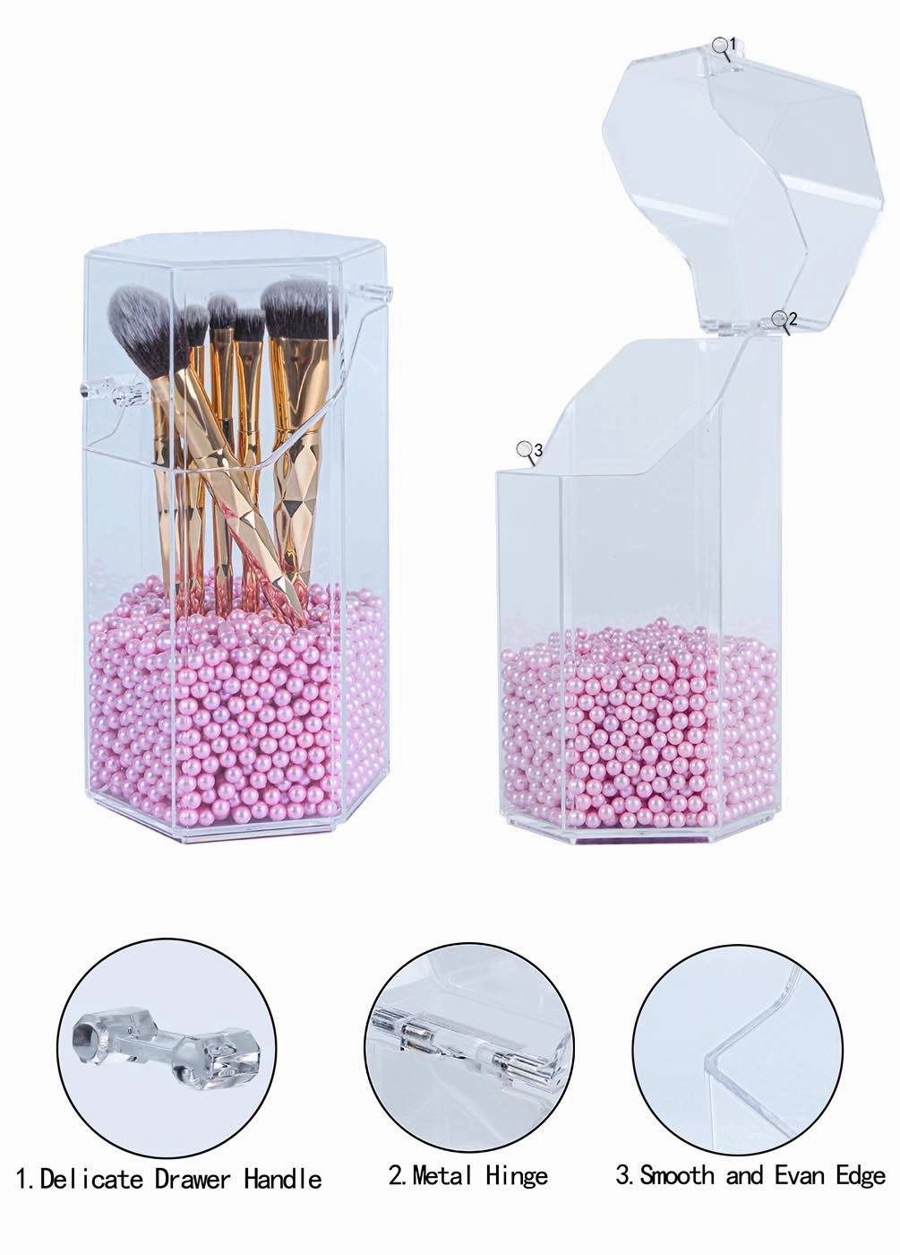 Elegant Dustproof Makeup Storage Organizer Box, Waterproof Large Cosmetics Organizer Storage with Drawers Skincare Cosmetic Display Cases for Countertop Bathroom Dresser Dedroom