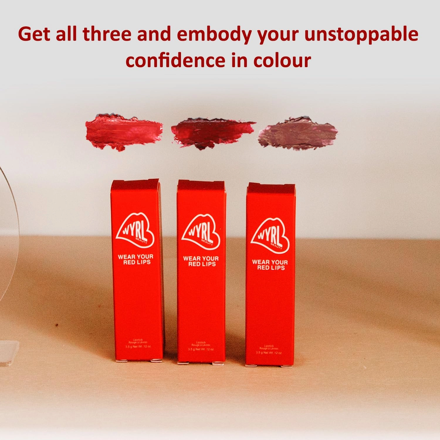 Empowerment Luxe Vegan Lipstick Trio - Enriched Formula for Moisturizing, Vibrant, Creamy, And Long-Lasting Lips - Glamorous Red Lipstick for Women (Set Of 3)