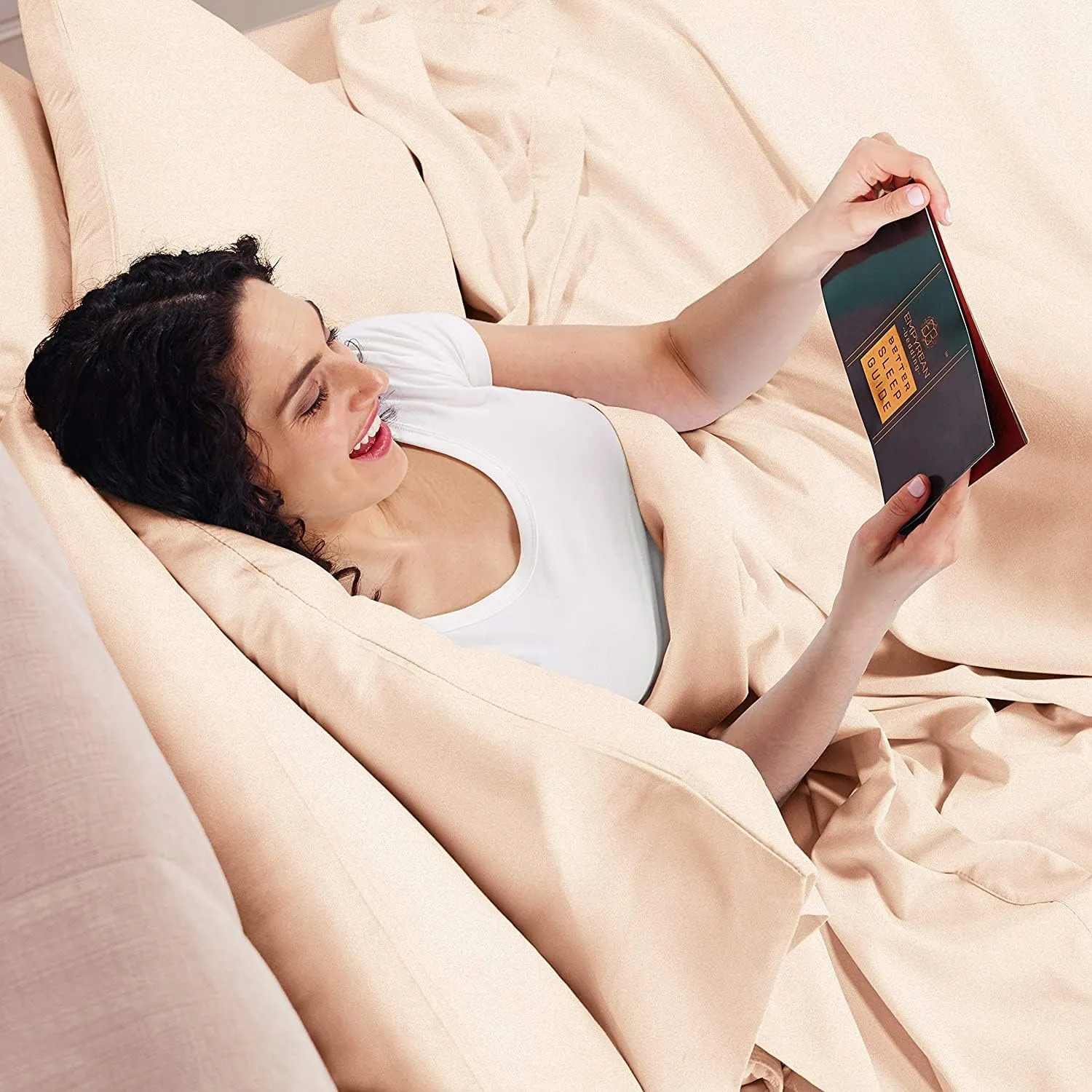Empyrean Extra Deep Pocket Fitted Sheet - 110 GSM Deep Pocket Bed Sheet Set – Soft Deep Pocket 6 Piece Set - 60 x 80 inches - Queen Size Sheets - Pale Blush (Pink)