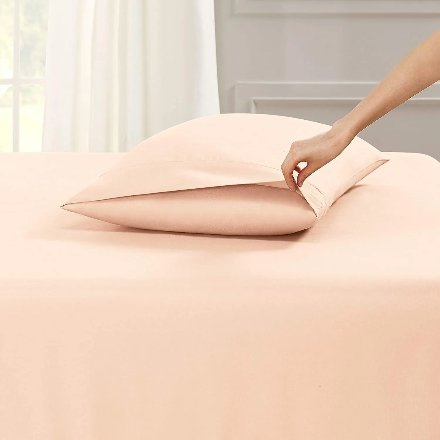 Empyrean Extra Deep Pocket Fitted Sheet - 110 GSM Deep Pocket Bed Sheet Set – Soft Deep Pocket 6 Piece Set - 60 x 80 inches - Queen Size Sheets - Pale Blush (Pink)