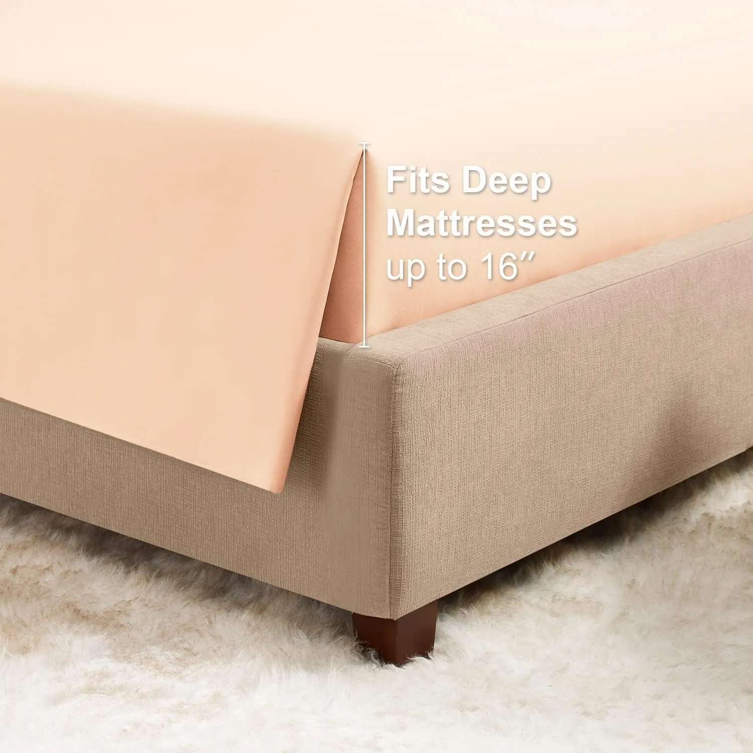 Empyrean Extra Deep Pocket Fitted Sheet - 110 GSM Deep Pocket Bed Sheet Set – Soft Deep Pocket 6 Piece Set - 60 x 80 inches - Queen Size Sheets - Pale Blush (Pink)