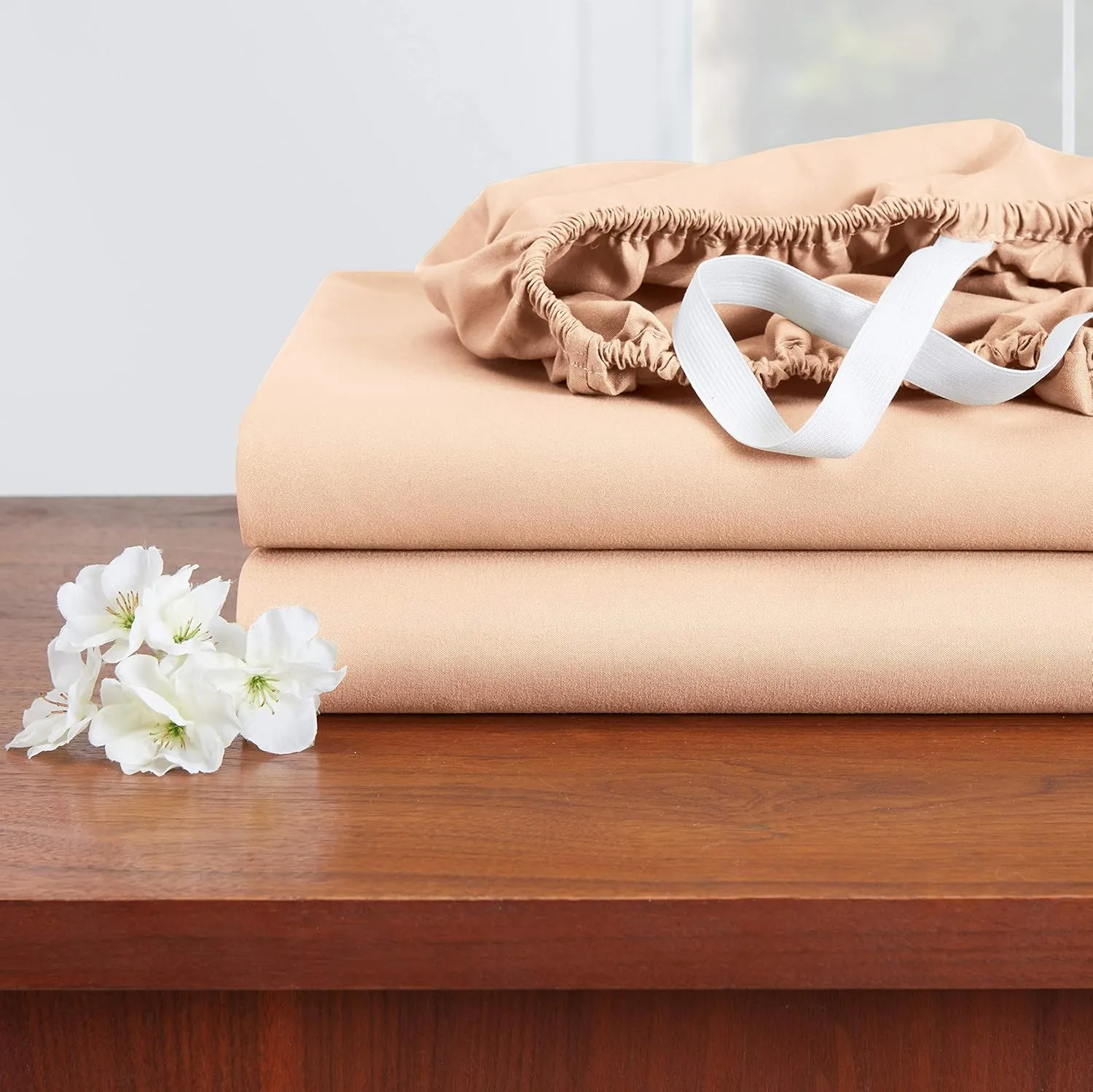 Empyrean Extra Deep Pocket Fitted Sheet - 110 GSM Deep Pocket Bed Sheet Set – Soft Deep Pocket 6 Piece Set - 60 x 80 inches - Queen Size Sheets - Pale Blush (Pink)
