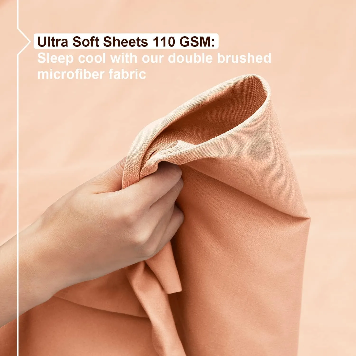 Empyrean Extra Deep Pocket Fitted Sheet - 110 GSM Deep Pocket Bed Sheet Set – Soft Deep Pocket 6 Piece Set - 60 x 80 inches - Queen Size Sheets - Pale Blush (Pink)
