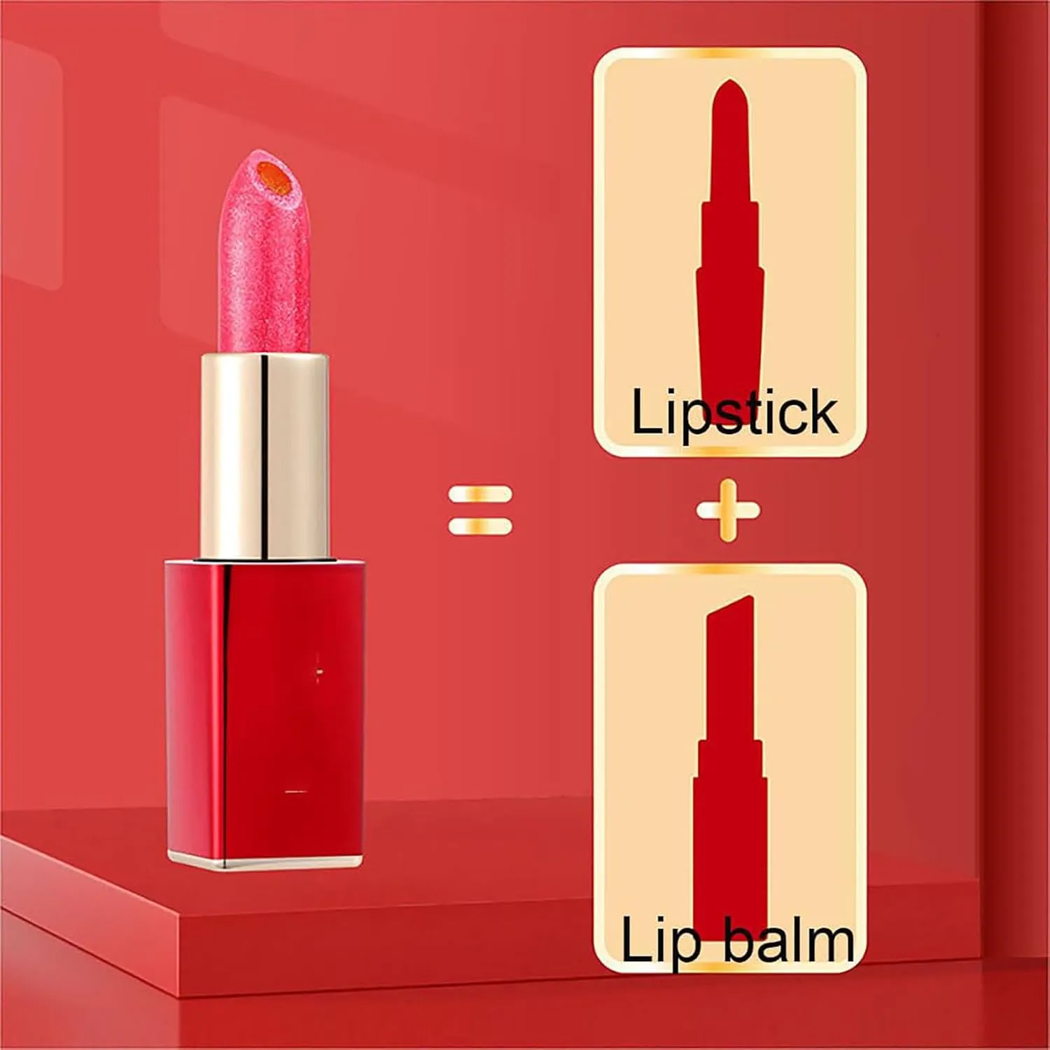 Evermoreby Color Changing Moisturizing Glitter Lipstick, Transfer Proof Color Changing Lipstick, Moisturizing Glossy Shine Lip Gloss, Deep Nourishments (Purplish Red)