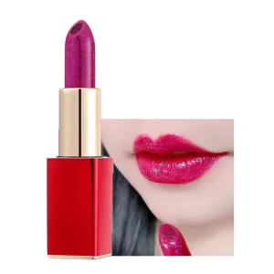 Evermoreby Color Changing Moisturizing Glitter Lipstick, Transfer Proof Color Changing Lipstick, Moisturizing Glossy Shine Lip Gloss, Deep Nourishments (Purplish Red)