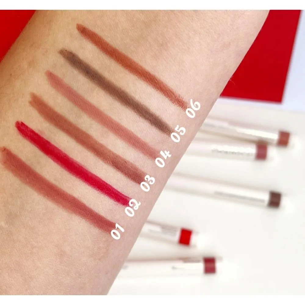 FARMASi Automatic lip pencil (02 Deep Red) - Precision Application Blendable Long-Lasting Versatile Colors No Waste Easy Use Lip Contour Makeup Essential Perfect Lip Lines
