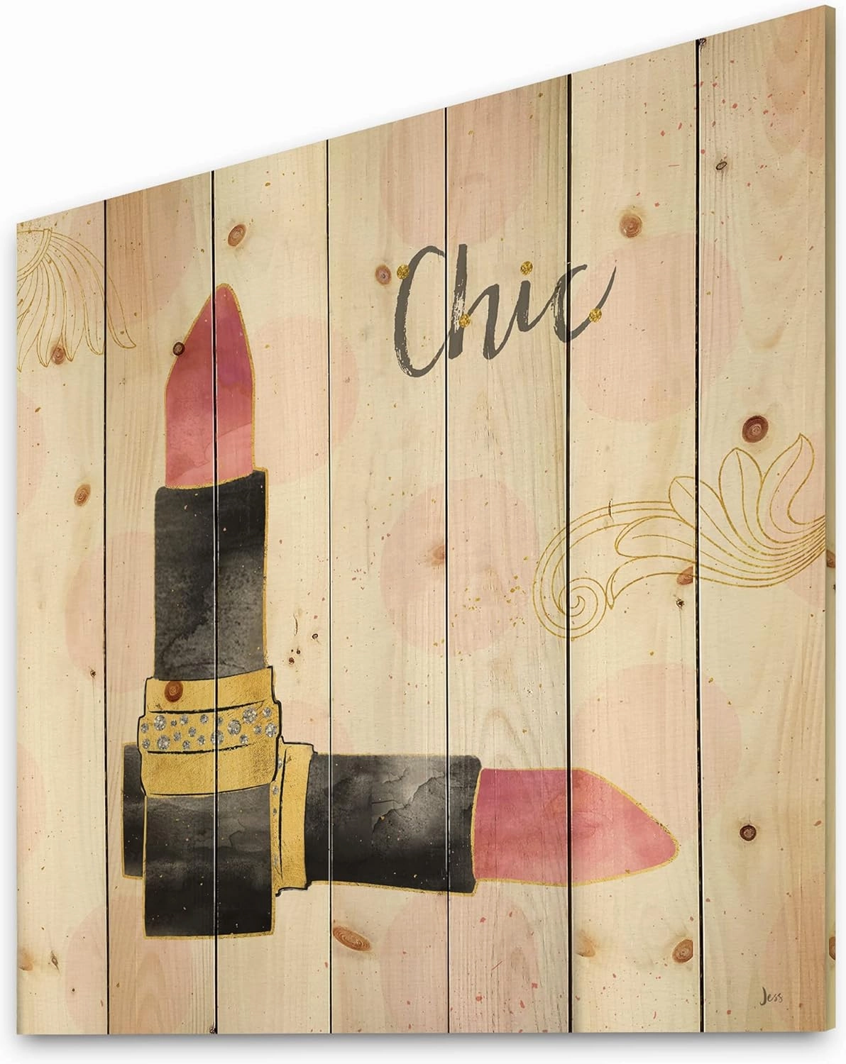 Fashion Glam Lipstick Ii Modern & Contemporary Wood Wall Decor, Red Wood Wall Art, Large Fashion Wood Wall Panels Printed On Natural Pine Wood Art