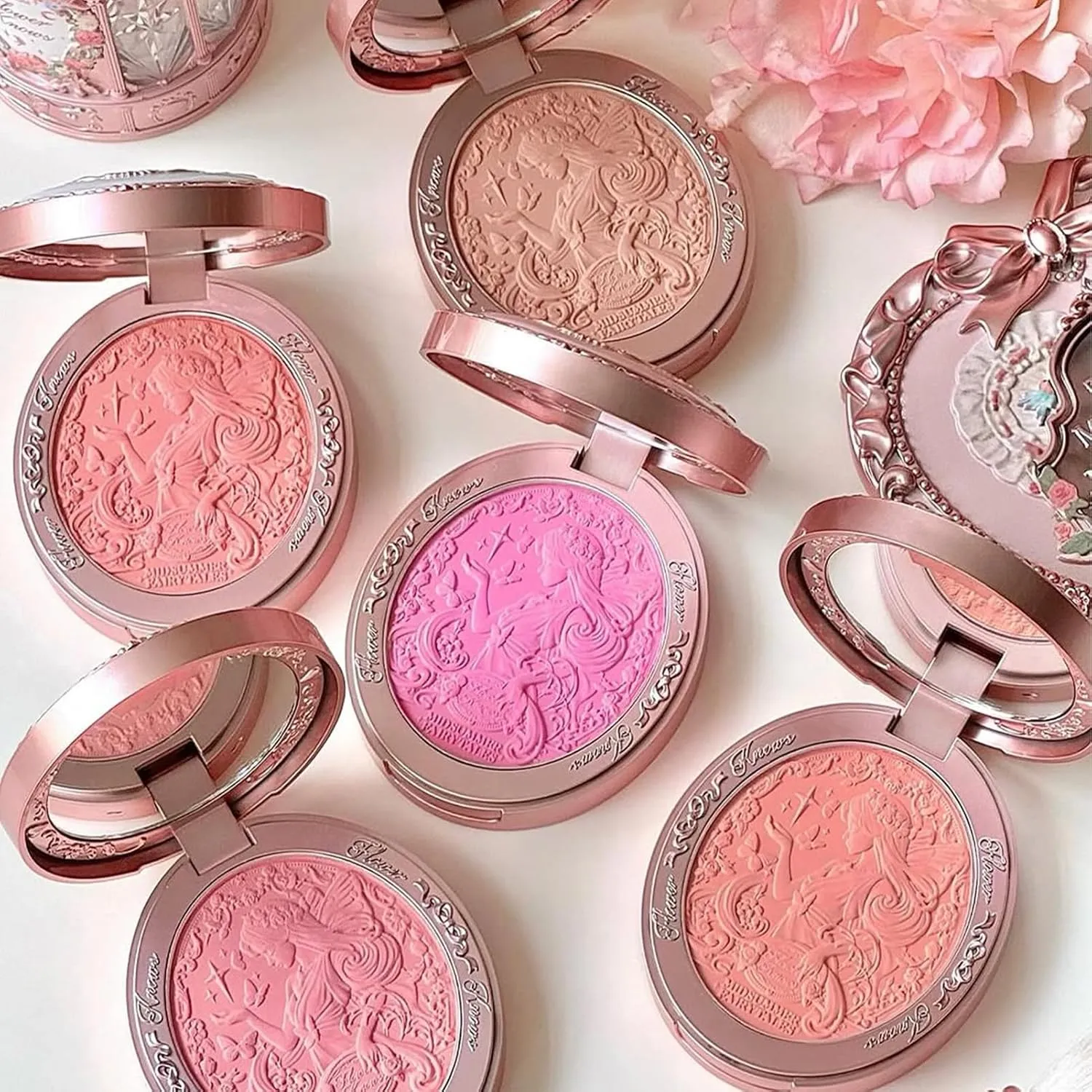 Flower Knows Midsummer Fairytales Velvet Blush,Fushia Matte Finish,Buildable & Blendable Powder Blush for cheeks,Highly Pigmented,Natural Flush for All Skin Tones(02 Dreaming Butterfly,5g)