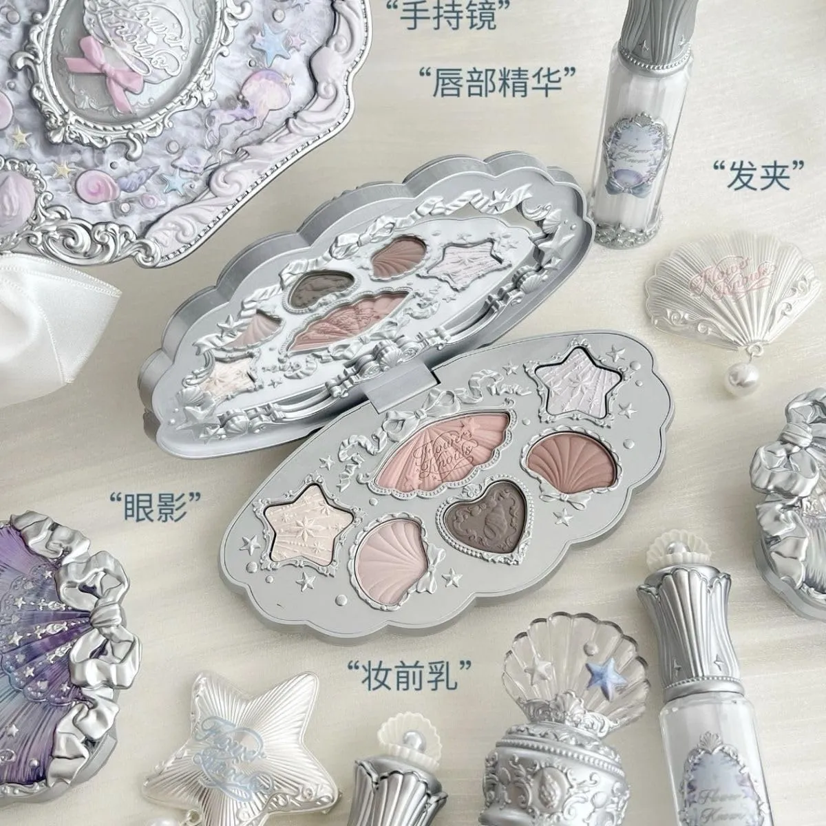 Flower Knows Shell Pearl Six-Color Eyeshadow Matte and Fine Shimmer Everyday Versatile Smooth Fit (C01)