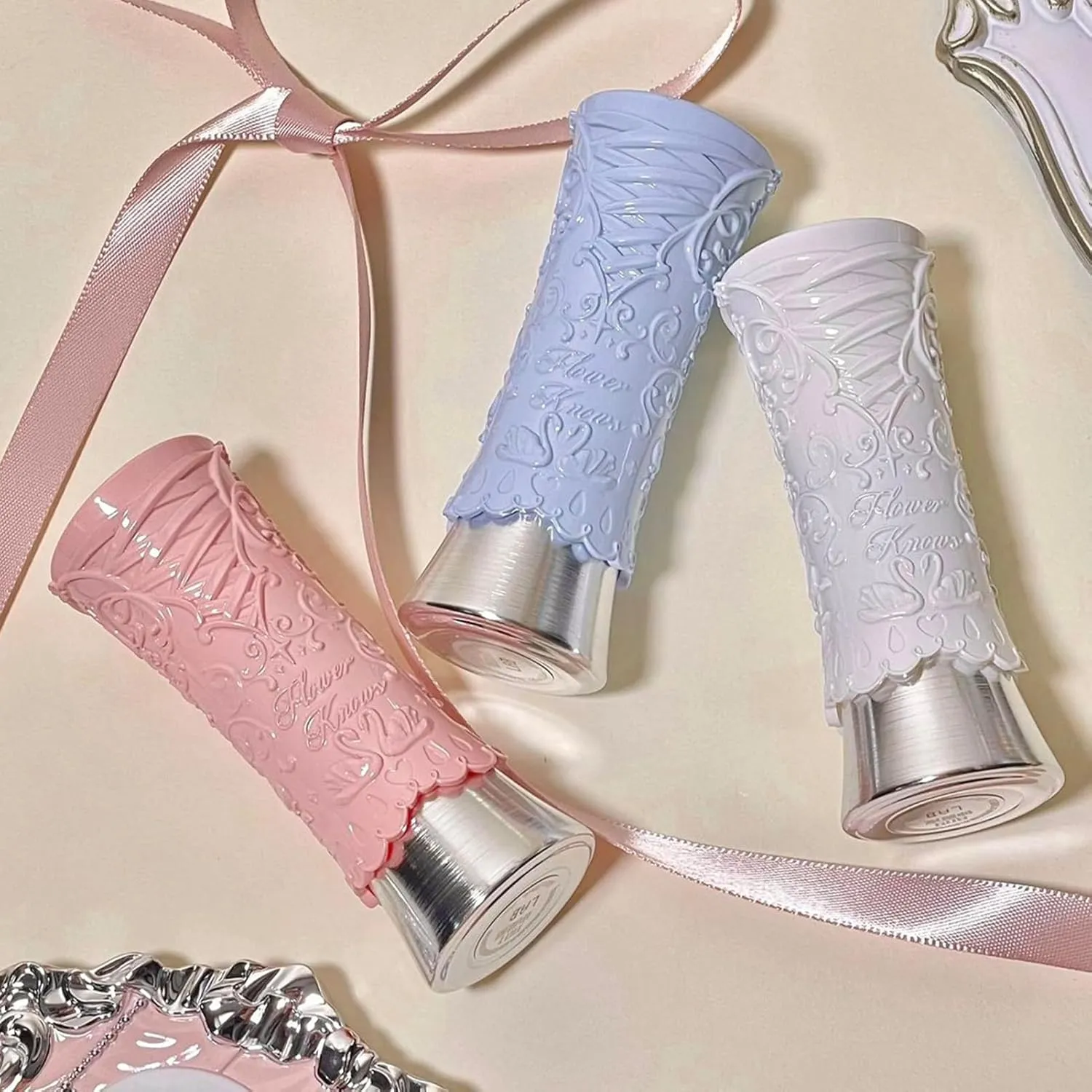 Flower Knows Swan Ballet Shine Lipstick,Hydrating Solid Lip Gloss,Moisturizing Pink Tinted Lip Balm-Long Lasting Lip Gloss in Balm for Girls&Women,Vegan & Cruelty-Free(B04 Silver Moon)