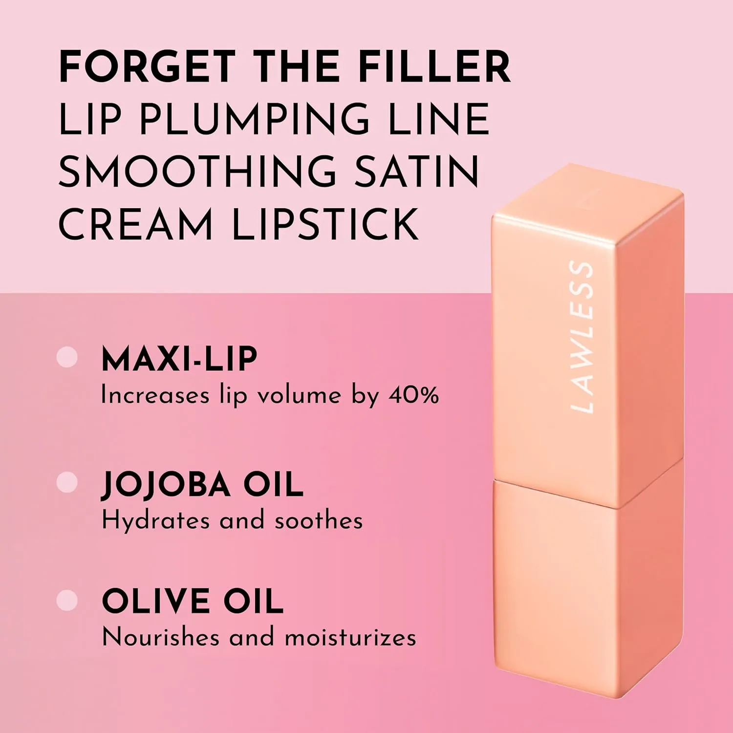 Forget the Filler Lip-Plumping Line-Smoothing Satin Cream Lipstick, Femme, Pink, 0.1 Ounce