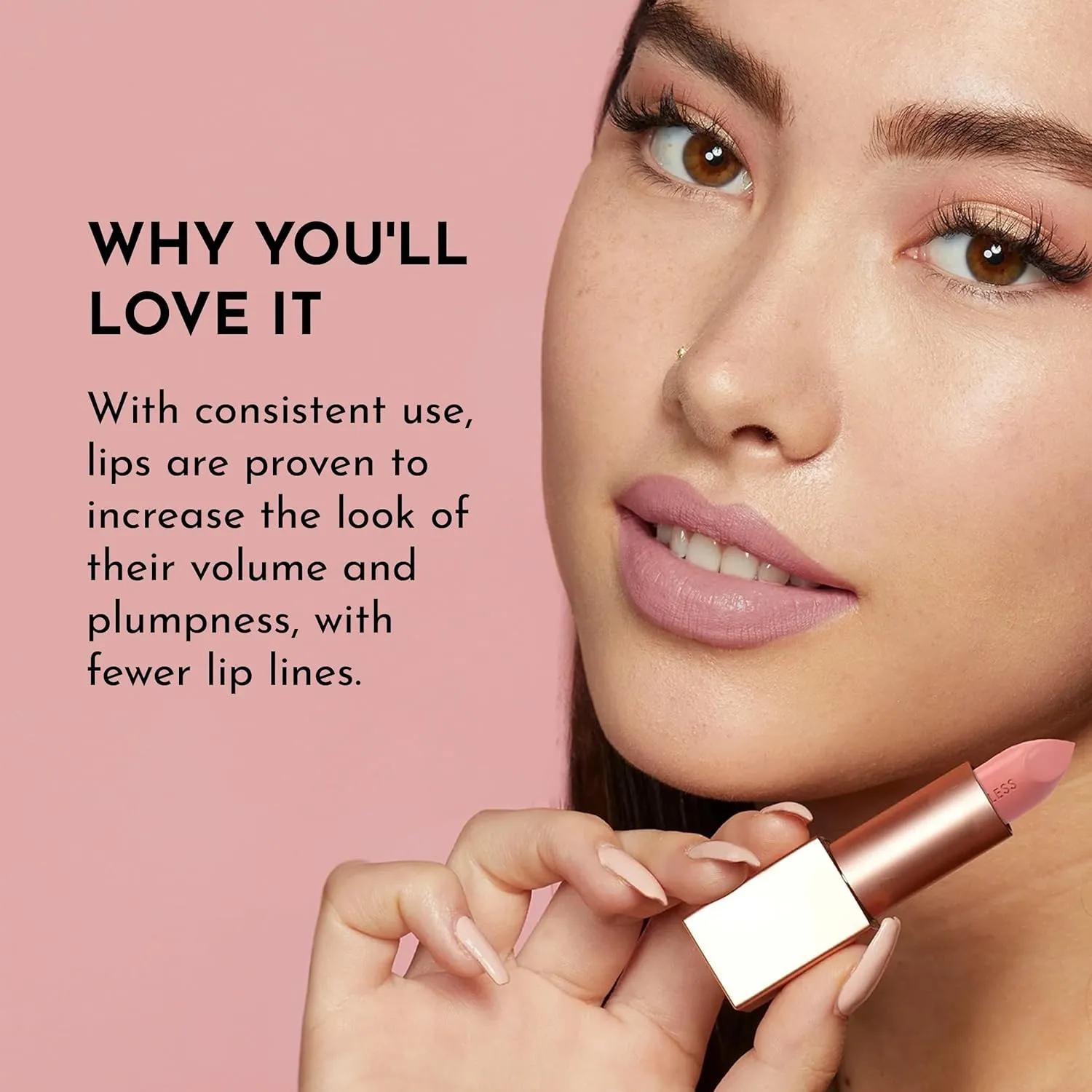 Forget the Filler Lip-Plumping Line-Smoothing Satin Cream Lipstick, Femme, Pink, 0.1 Ounce