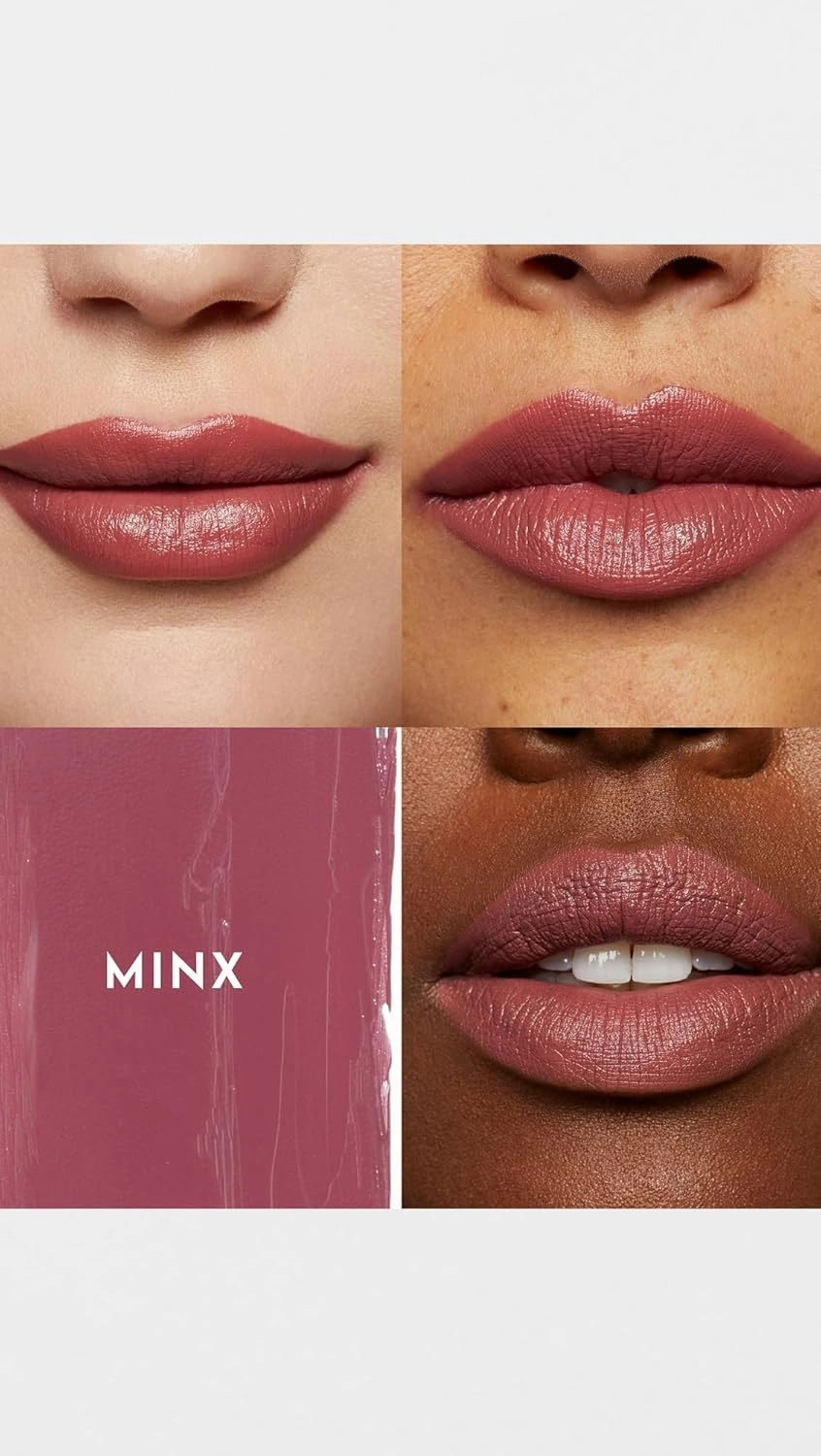 Forget the Filler Lip-Plumping Line-Smoothing Satin Cream Lipstick, Minx, Pink, 0.1 Ounce