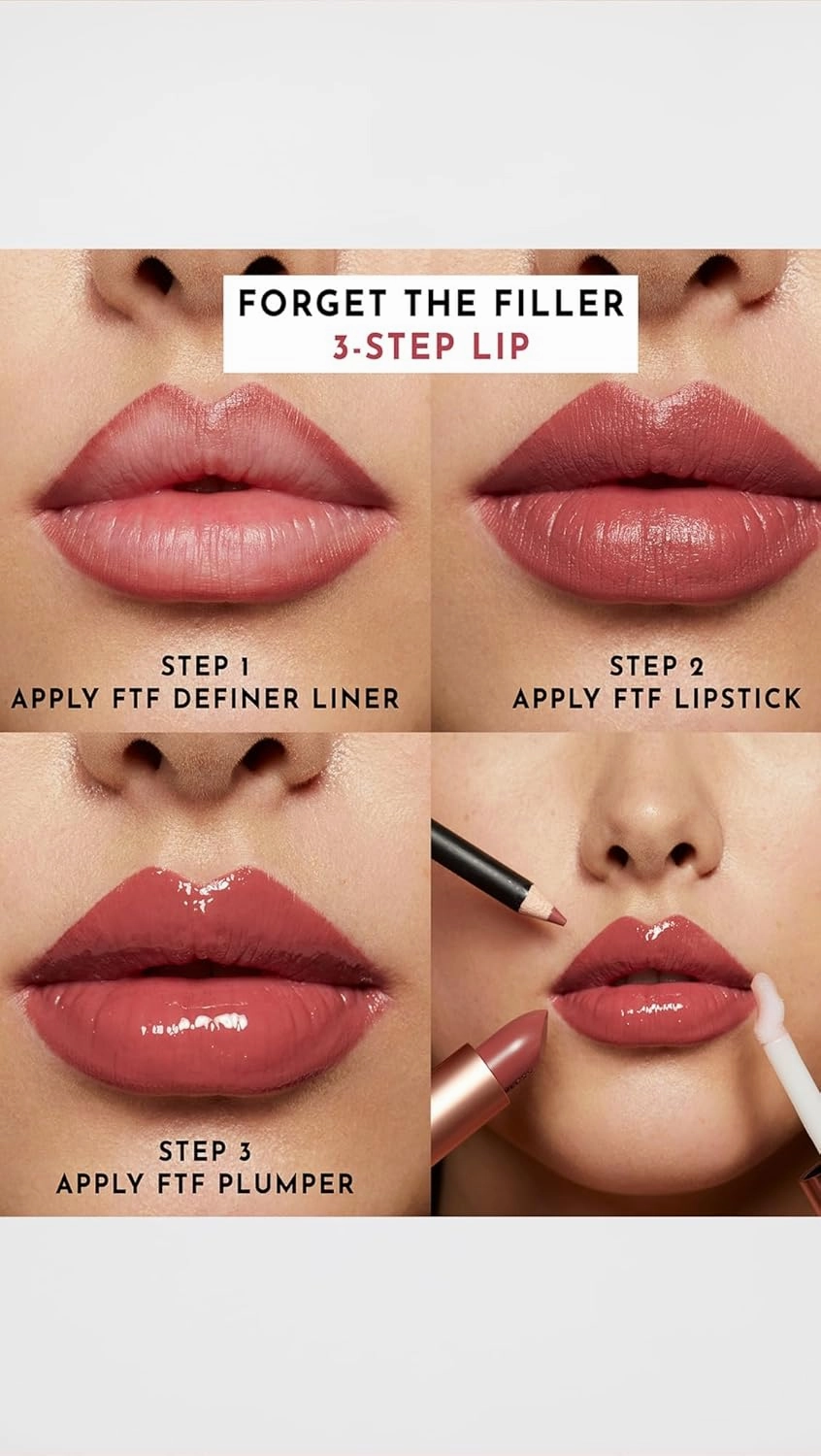 Forget the Filler Lip-Plumping Line-Smoothing Satin Cream Lipstick, Minx, Pink, 0.1 Ounce