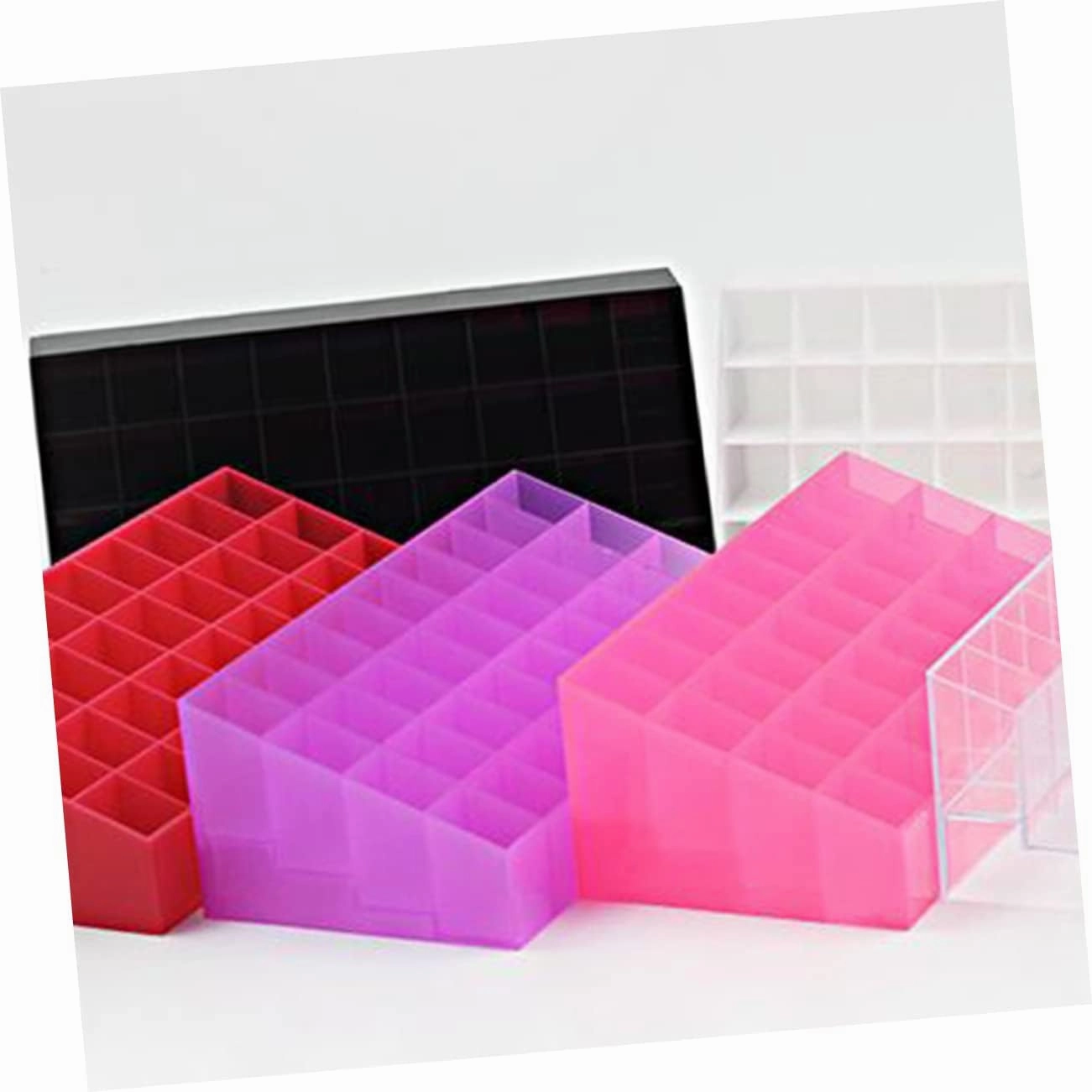 FRCOLOR Lip Gloss Holder 40 Box Clear Plastic Organizer Bins Liquid Lipstick Clear Lip Gloss Lipstick Display Stand Plastic Lip Gloss Rack Pink Storage Canister Lipstick Storage Case