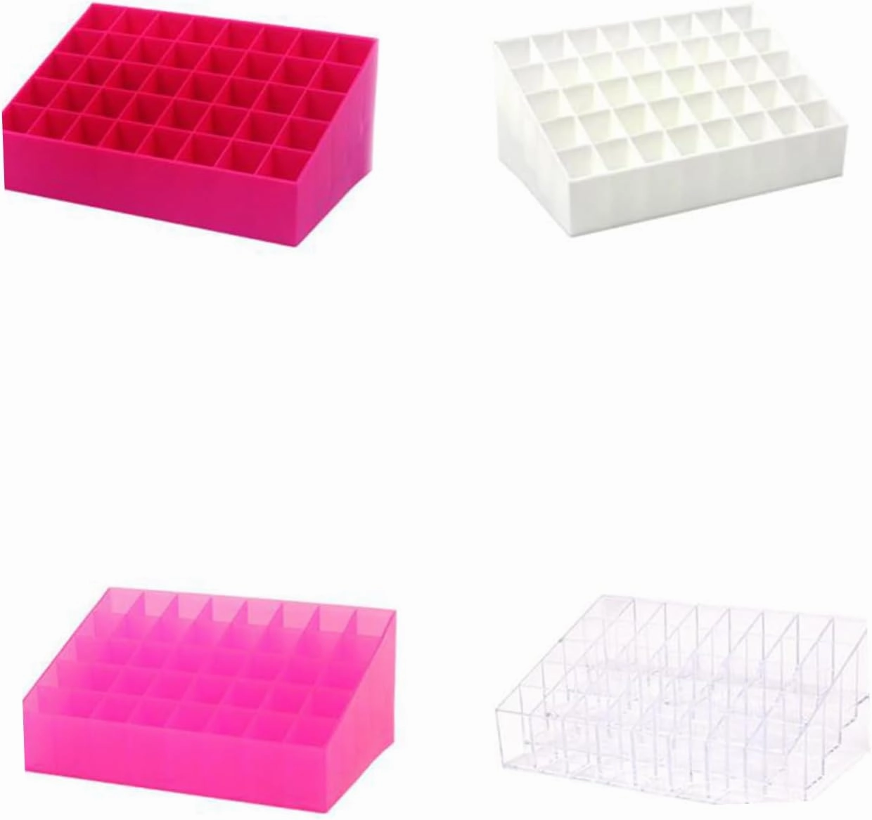 FRCOLOR Lip Gloss Holder 40 Box Clear Plastic Organizer Bins Liquid Lipstick Clear Lip Gloss Lipstick Display Stand Plastic Lip Gloss Rack Pink Storage Canister Lipstick Storage Case