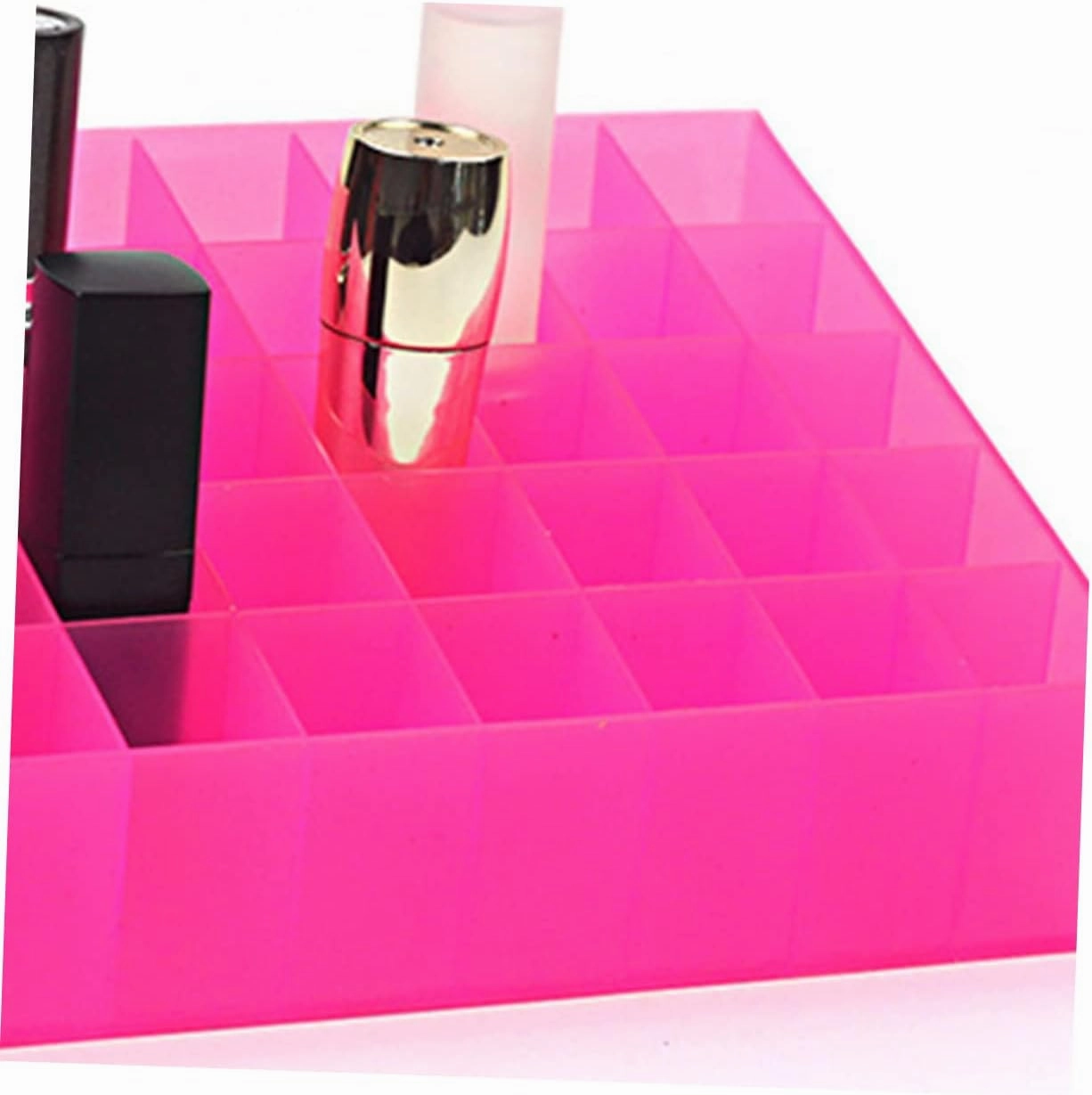 FRCOLOR Lip Gloss Holder 40 Box Clear Plastic Organizer Bins Liquid Lipstick Clear Lip Gloss Lipstick Display Stand Plastic Lip Gloss Rack Pink Storage Canister Lipstick Storage Case