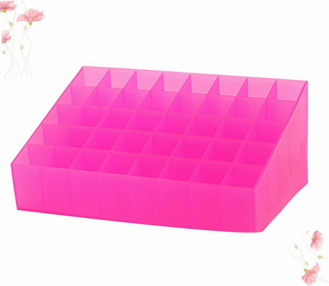 FRCOLOR Lip Gloss Holder 40 Box Clear Plastic Organizer Bins Liquid Lipstick Clear Lip Gloss Lipstick Display Stand Plastic Lip Gloss Rack Pink Storage Canister Lipstick Storage Case