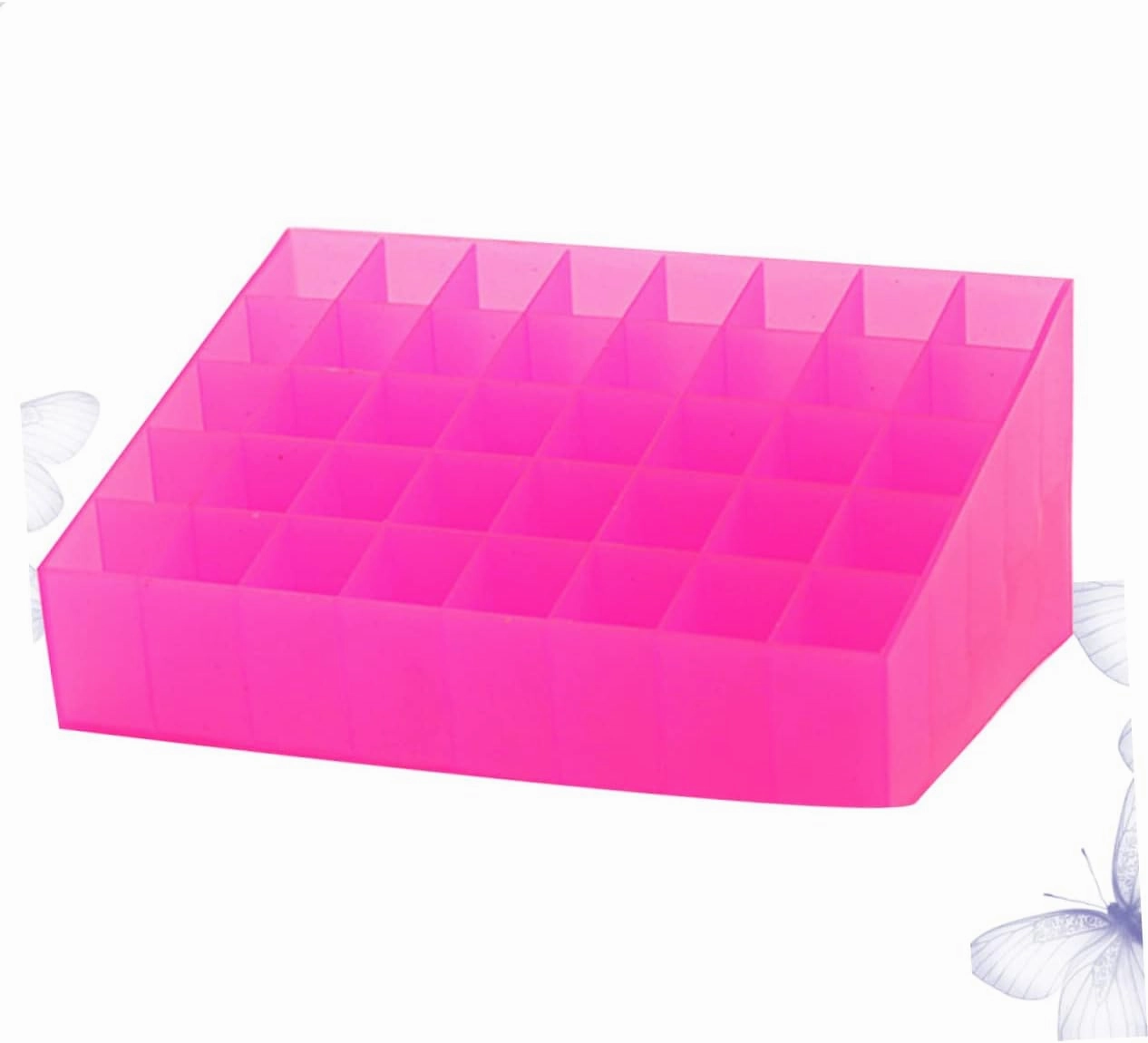 FRCOLOR Lip Gloss Holder 40 Box Clear Plastic Organizer Bins Liquid Lipstick Clear Lip Gloss Lipstick Display Stand Plastic Lip Gloss Rack Pink Storage Canister Lipstick Storage Case