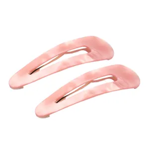 French Amie Clic Clac Large Handmade Celluloid Acetate Set of 2 Snap Hair Clips No Slip Side Slide-in Barrette for Women and Girls (Blush Pink)