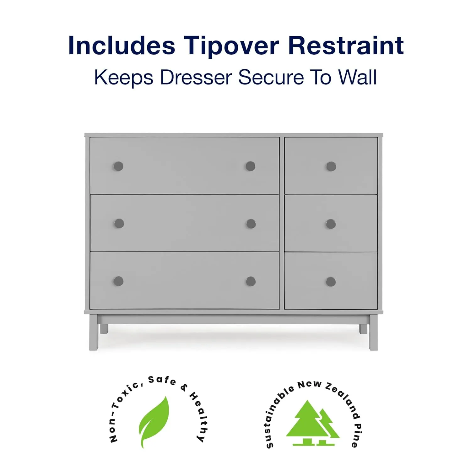 GAP babyGap Legacy 6 Drawer Dresser with Interlocking Drawers - Greenguard Gold Certified, Grey/Dark Grey