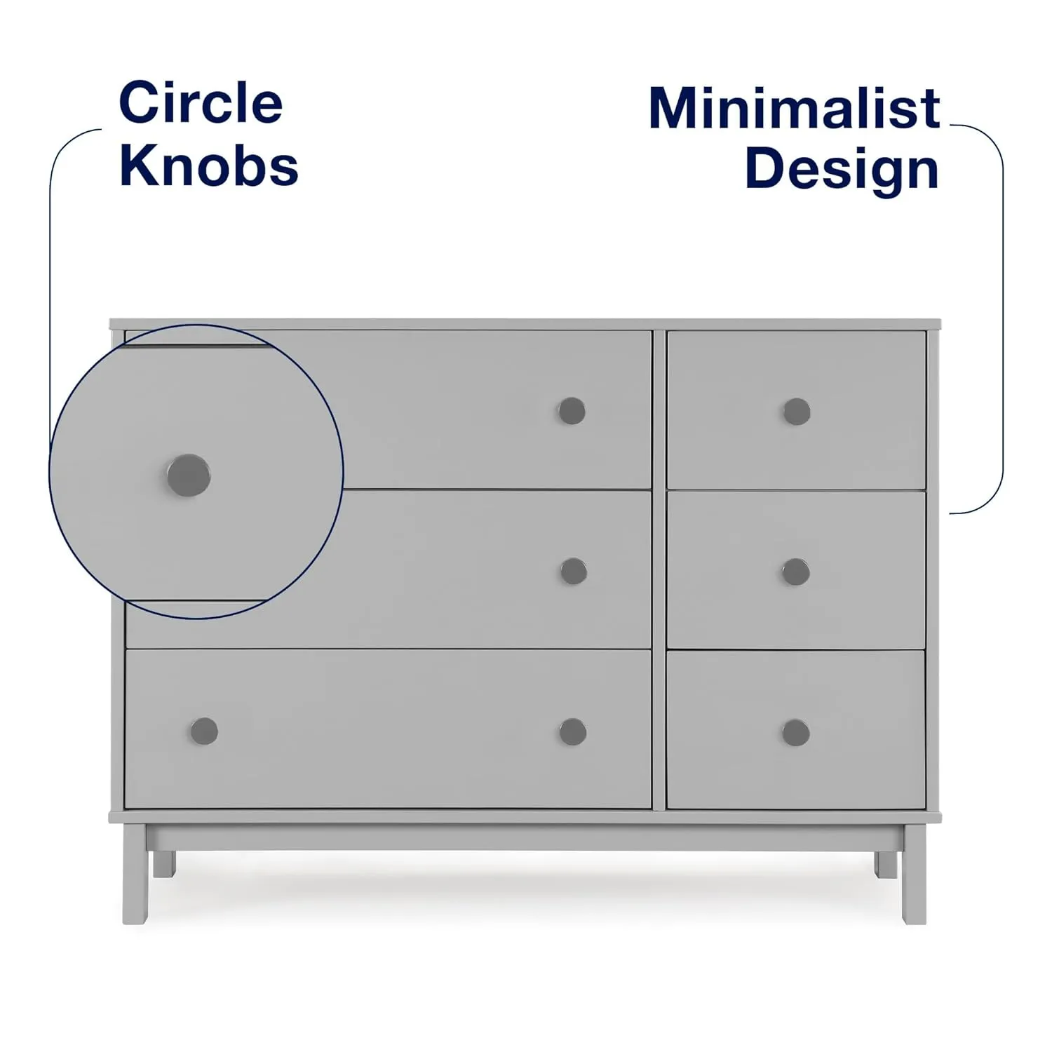 GAP babyGap Legacy 6 Drawer Dresser with Interlocking Drawers - Greenguard Gold Certified, Grey/Dark Grey