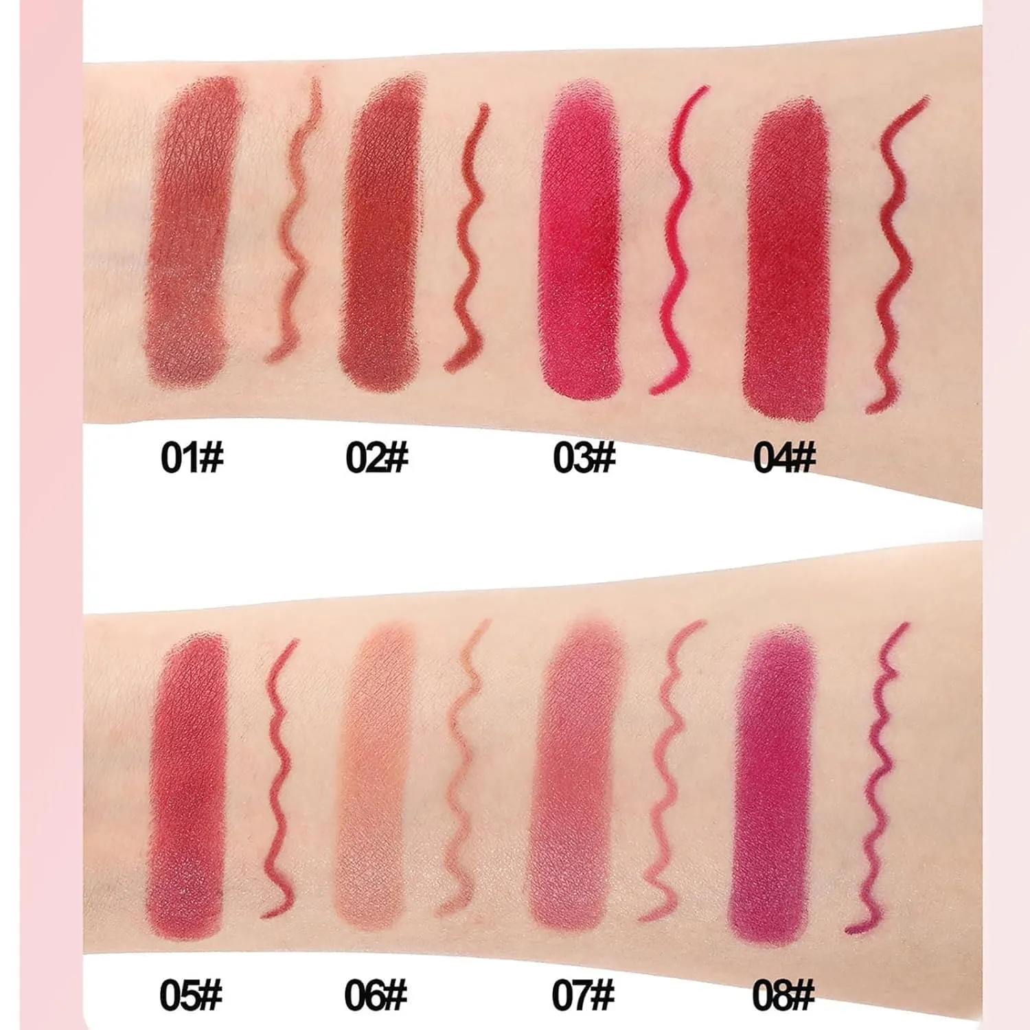 Genli Lifter Glaze Oil Balm, Genli Pink Drip Lipstick, Lifter Glaze Oil Balm, Two-in-One Set Lip Line, Waterproof Matte Lipstick Lipstick Set (8 colors)