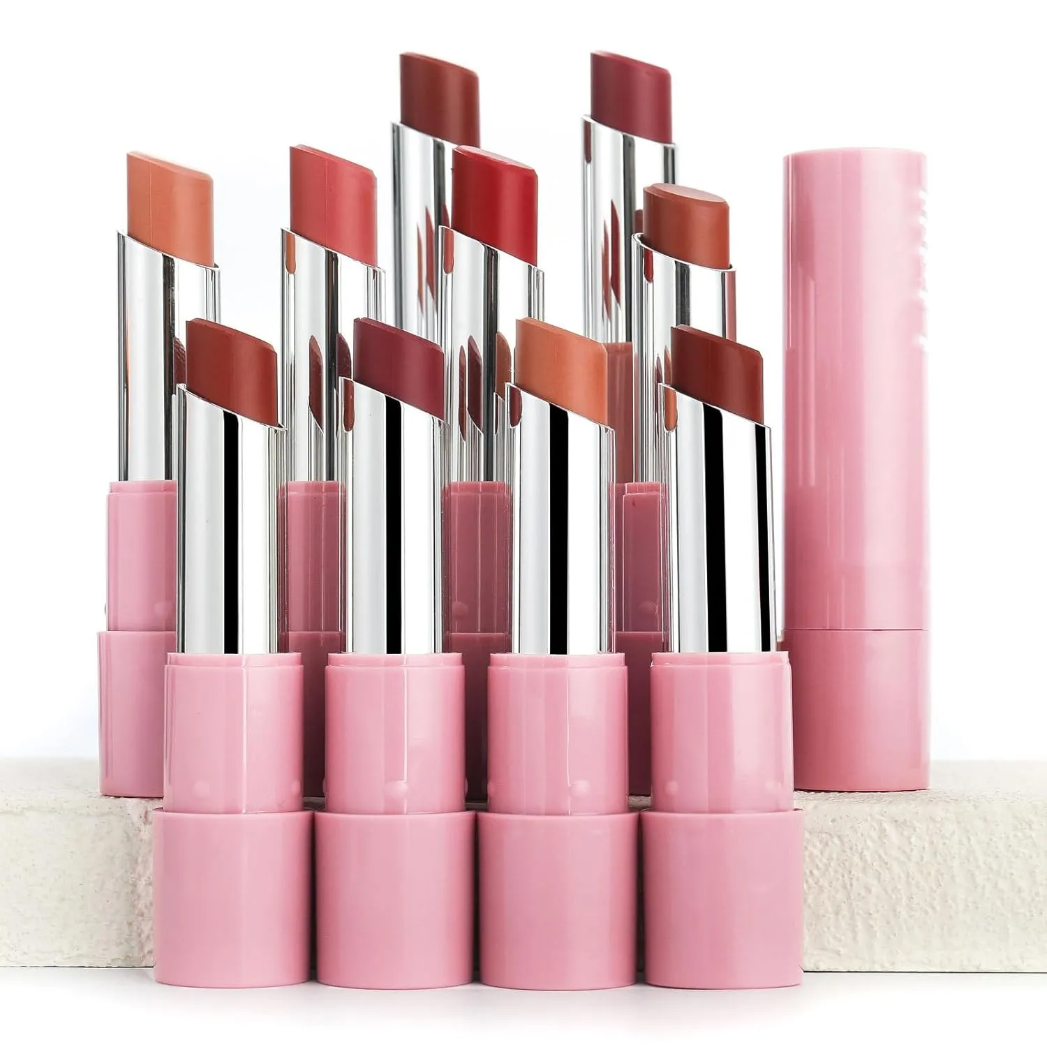 Genli Lifter Glaze Oil Balm, Genli Pink Drip Lipstick, Lifter Glaze Oil Balm, Two-in-One Set Lip Line, Waterproof Matte Lipstick Lipstick Set (8 colors)
