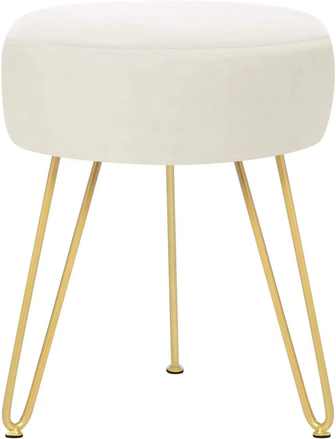 GERANT Multifunctional Vanity Stools - Velvet Round Ottoman Modern Dressing Stool -Upholstered Footrest Stool - Side Table Footstool with Golden Metal Leg for Living Room, Bedroom(Beige)